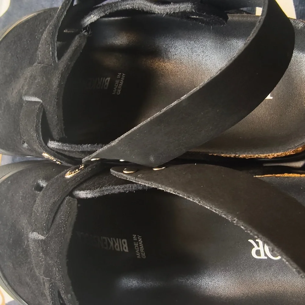 Dior Black Suede Platform Slingback Clogs with Metal Accents